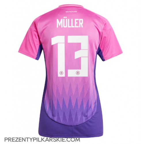 Stroje piłkarskie Niemcy Thomas Muller #13 Koszulka Wyjazdowej dla damskie ME 2024 Krótki Rękaw